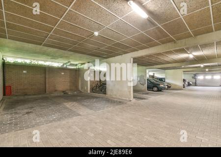 Spacious underground Parking made in a modern style Stock Photo