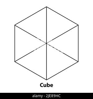cube vector outline geometric shape. on white background Stock Vector