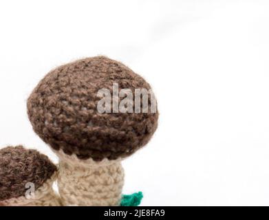 The vintage handmade Knitting patterns. Mushroom. Stock Photo