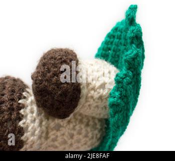 The vintage handmade Knitting patterns. Mushroom. Stock Photo