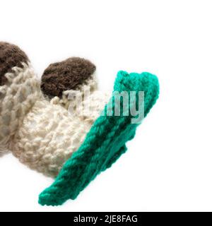 The vintage handmade Knitting patterns. Mushroom. Stock Photo