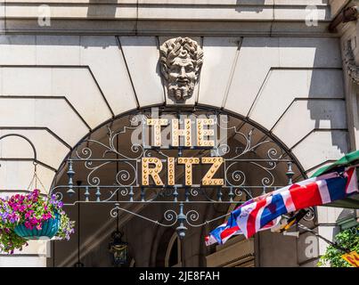 Ritz London, 5-star hotel in Piccadilly, one of the world's most prestigious and best known hotel, symbol of high society and luxury. Stock Photo