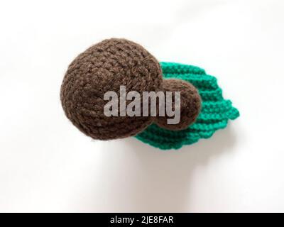 The vintage handmade Knitting patterns. Mushroom. Stock Photo