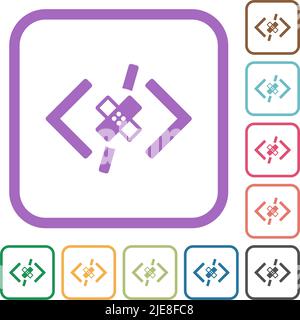 Software patch simple icons in color rounded square frames on white ...