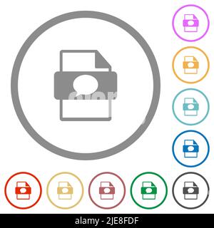 Message file type flat color icons in round outlines on white background Stock Vector