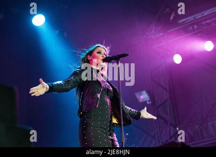 Catton Park, Derbyshire, UK, Sunday 12 August 2018. Nightwish headline the Ronnie James Dio stage at Bloodstock Festival. Credit: Tracy Daniel/Alamy Stock Photo