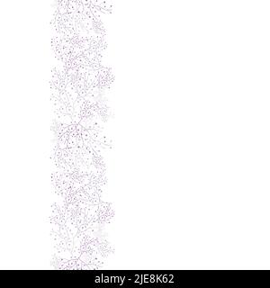 Purple lavender seaweeds vertical stripe border. Vector seamless frame border texture. Great for fabric, wedding cards border, packaging projects Stock Vector