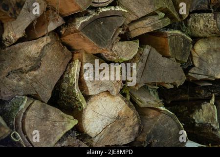 Stacks of Firewood. Preparation of firewood for the winter. Pile of Firewood.Firewood background Stock Photo