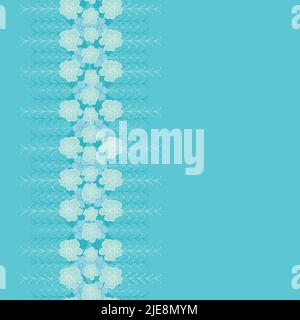 Vector blue vertical stripe floral seamless border. Blue frame border for fabric, textile, Great for wedding invitations, cards, packaging projects Stock Vector