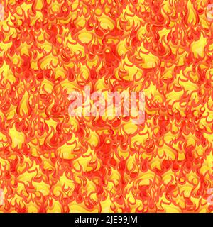 Bright fire flames, hot fire seamless pattern Stock Vector