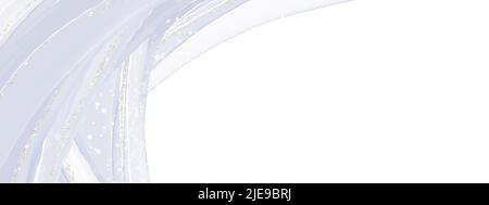 Abstract fluid art painting background with alcohol ink technique light gray and silver glitters Stock Vector