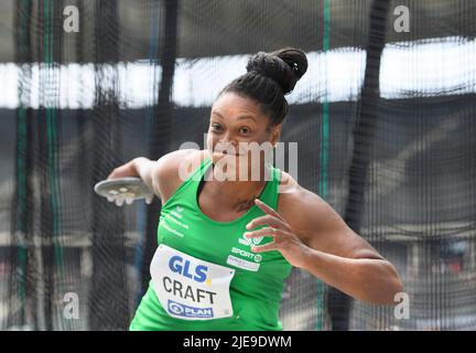 Shanice CRAFT (SV Halle/ 2nd place), action, women's final discus throw on June 25th, 2022 German Athletics Championships 2022, from June 25th. - 06/26/2022 in Berlin/ Germany. ÃÂ Stock Photo