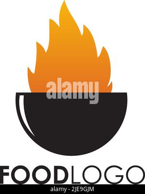 Food logo design with using bowl icon illustration template Stock Vector