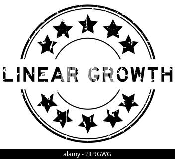 Grunge black linear growth word with star icon round rubber seal stamp on white background Stock Vector