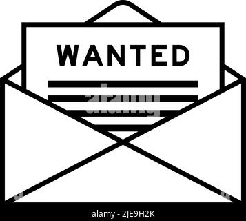 Envelope and letter sign with word wanted as the headline Stock Vector
