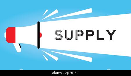 Color megaphone icon with word supply  in white banner on blue background Stock Vector