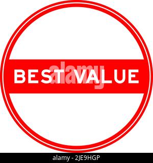 Red color round seal sticker in word best value on white background Stock Vector