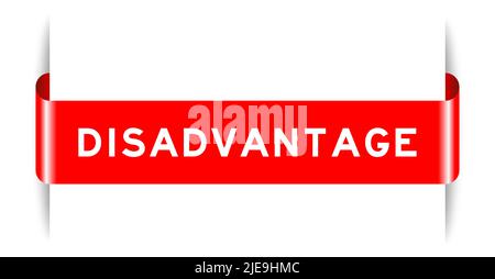 Red color inserted label banner with word disadvantage on white background Stock Vector