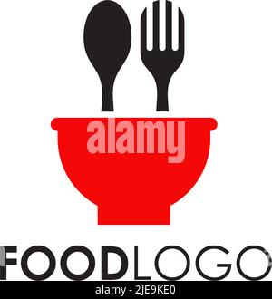 Food logo design with using bowl icon illustration template Stock Vector