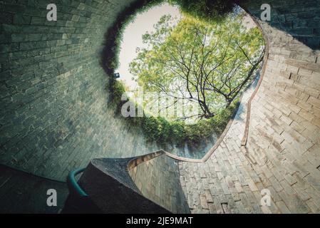 Spiral staircase at daytime in Fort Canning Park, Singapore Stock Photo