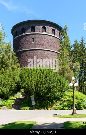 Seattle, WA, USA - June 25, 2022; Historic water tower in Volunteer Park Seattle with the popular tourist destination observation deck Stock Photo