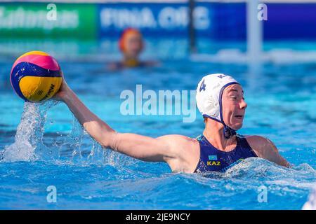 BUDAPEST, HUNGARY - JUNE 26: Anna Turova of Kazakhstan during the FINA World Championships Budapest 2022 1/8 final match Kazakhstan v Spain on June 26, 2022 in Budapest, Hungary (Photo by Albert ten Hove/Orange Pictures) Stock Photo