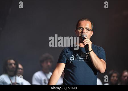 Luc Barruet performs during the Solidays festival organized by