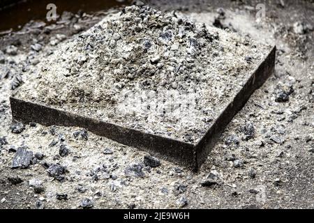 Detail of extinguished ashes in a barbecue Stock Photo