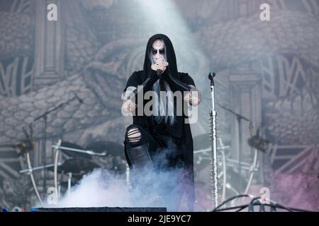 Oslo, Norway. 24th, June 2022. The Norwegian symphonic black metal band  Dimmu Borgir performs a live concert during the Norwegian music festival  Tons of Rock 2022 in Oslo. Here vocalist Shagrath is