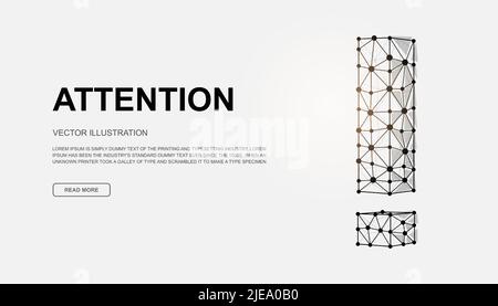 Exclamation mark 3d low poly symbol for landing page template. Alert design illustration. Polygonal Attention illustration for homepage design Stock Vector
