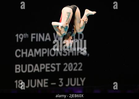 BUDAPEST, HUNGARY - JUNE 26: Yuxi Chen of China competing at the Women 10m Platform during the FINA World Aquatics Championships at the Duna Arena on June 26, 2022 in Budapest, Hungary (Photo by Nikola Krstic/Orange Pictures) Credit: Orange Pics BV/Alamy Live News Stock Photo
