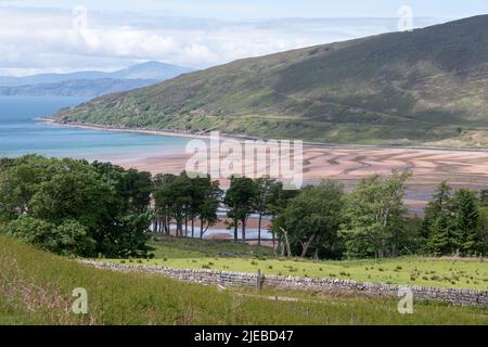 Applecross Bay, photographed from the Bealach Na Ba pass through the mountains on the Applecross Peninsula, Scotland UK Stock Photo