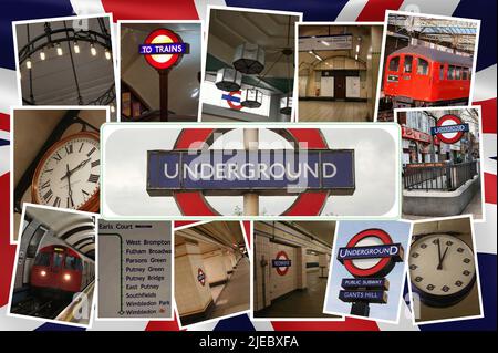 The Famous London Underground (The Tube) is the rapid transit system serving Greater London and parts of adjacent counties Stock Photo