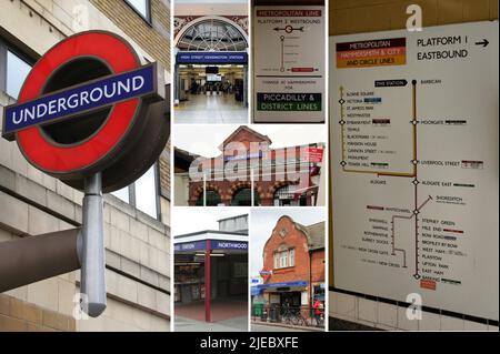 The Famous London Underground (The Tube) is the rapid transit system serving Greater London and parts of adjacent counties Stock Photo