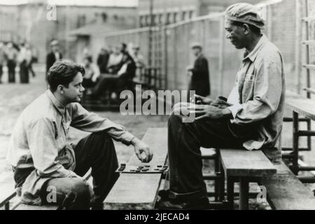 American actors Morgan Freeman and Tim Robbins in the movie The ...