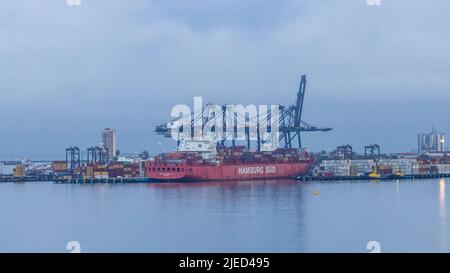 Lake Gatun docks in the Panama Canal Zone. Stock Photo