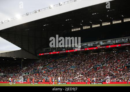 Leeds, England, 24th June 2022.  Fans in the stands during the Women's International Friendly match at Elland Road, Leeds. Picture credit should read: Isaac Parkin / Sportimage Stock Photo