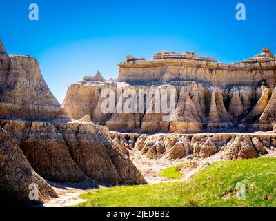 The Windows Trail area of the Badlands National Park in South Dakota USA Stock Photo