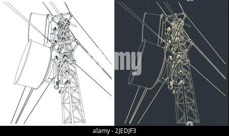 Stylized vector illustration of cellular network base station Stock Vector