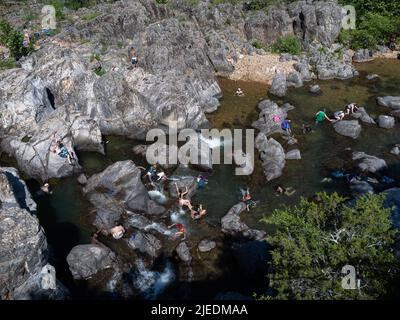People at Johnson's Shut-Ins State Park Stock Photo