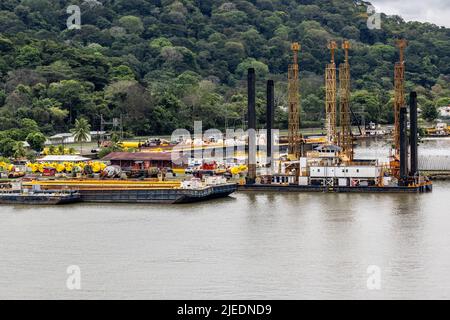 Docks in Lake Gatun, Panama. Stock Photo