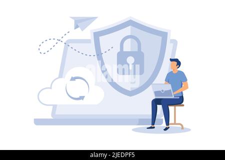 Secure file sharing illustration exclusive design inspiration Stock Vector