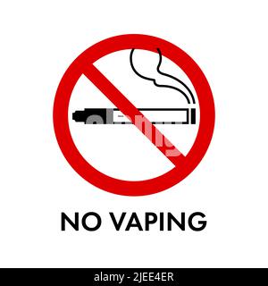 NO VAPING prohibition sign. No symbol, do not sign, circle backslash symbol, nay. Printable sticker, prohibited symbol, dont do it symbol isolated on Stock Vector