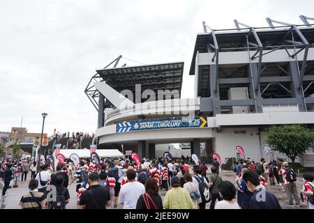 Fukuoka, Japan. 25th June, 2022. General View Rugby : LipovitanD Challenge Cup 2022 match between Japan 43-7 Uruguay at Mikuni World Stadium Kitakyushu in Fukuoka, Japan . Credit: SportsPressJP/AFLO/Alamy Live News Stock Photo