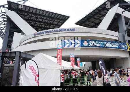 Fukuoka, Japan. 25th June, 2022. General View Rugby : LipovitanD Challenge Cup 2022 match between Japan 43-7 Uruguay at Mikuni World Stadium Kitakyushu in Fukuoka, Japan . Credit: SportsPressJP/AFLO/Alamy Live News Stock Photo