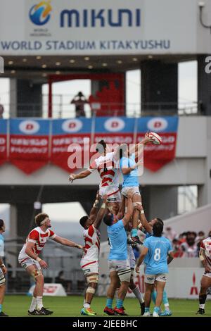 Fukuoka, Japan. 25th June, 2022. General View Rugby : LipovitanD Challenge Cup 2022 match between Japan 43-7 Uruguay at Mikuni World Stadium Kitakyushu in Fukuoka, Japan . Credit: SportsPressJP/AFLO/Alamy Live News Stock Photo