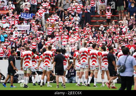 Fukuoka, Japan. 25th June, 2022. General View Rugby : LipovitanD Challenge Cup 2022 match between Japan 43-7 Uruguay at Mikuni World Stadium Kitakyushu in Fukuoka, Japan . Credit: SportsPressJP/AFLO/Alamy Live News Stock Photo