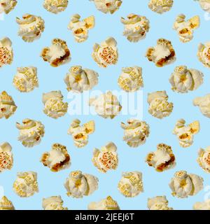 seamless pattern - popcorn. popcorn on a blue background, pattern Stock Photo