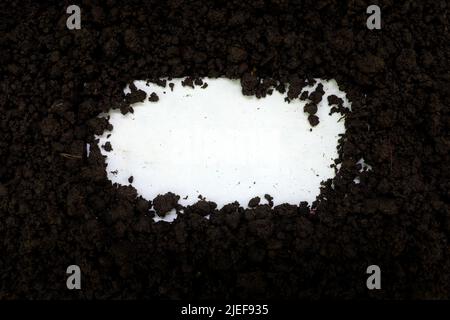 White empty text space with dark black soil border background. Stock Photo