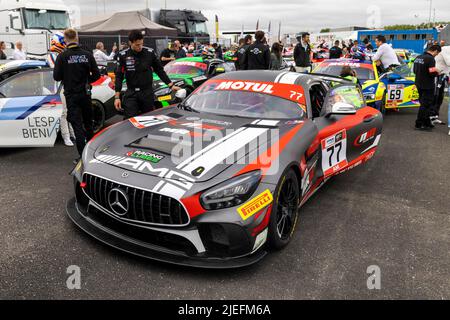 77 ALANIS Eric, DE MARTIN Alberto, NM Racing Team, Mercedes-AMG GT4, pre-grille during the 3rd round of the Championnat de France FFSA GT 2022, from June 24 to 26 on the Circuit d’Albi in Albi, France - Photo Damien Doumergue / DPPI Stock Photo